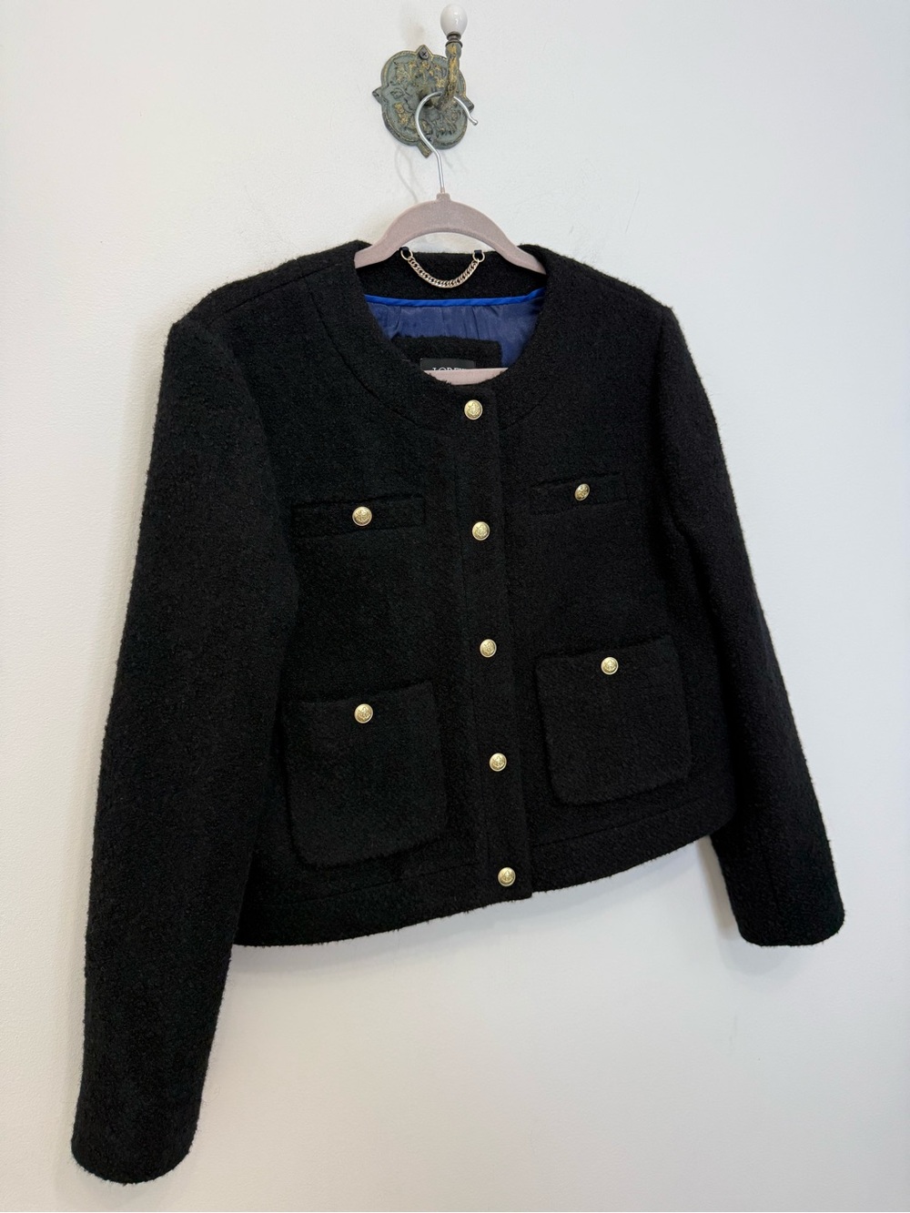 J. Crew Collection Cropped Lady Jacket Italian Wool-Blend Bouclé Size 10 BJ941 - Picture 3 of 15